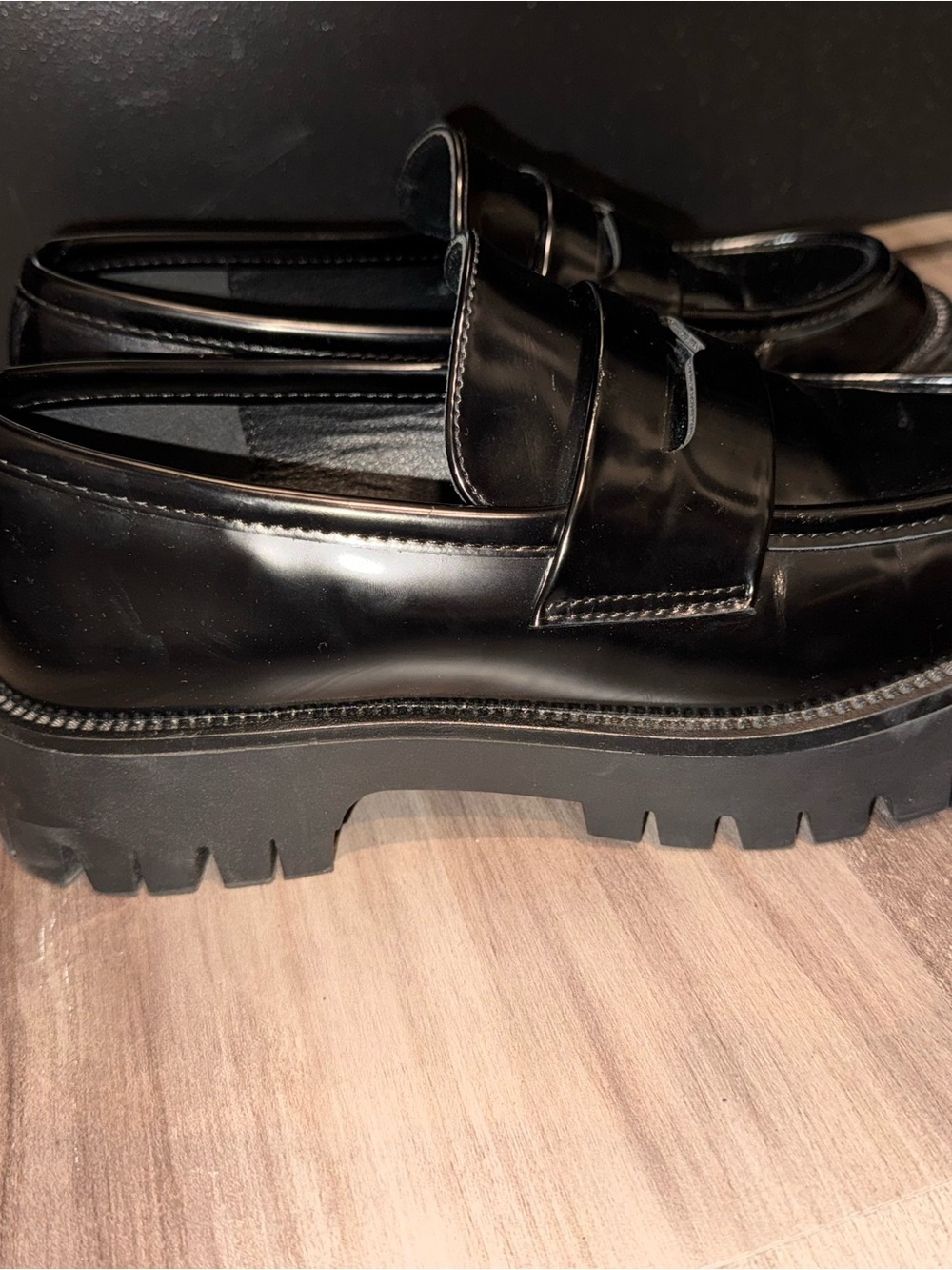 Bata Women's Black Penny Loafers with Track Sole - Picture 3 of 9